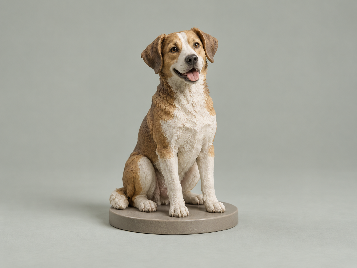 Concepto de estilo de una figura de perro sentado sobre una peana.