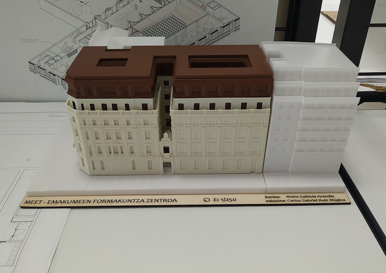Maqueta del proyecto MEET Emakumeen Formakuntza Zentroa.